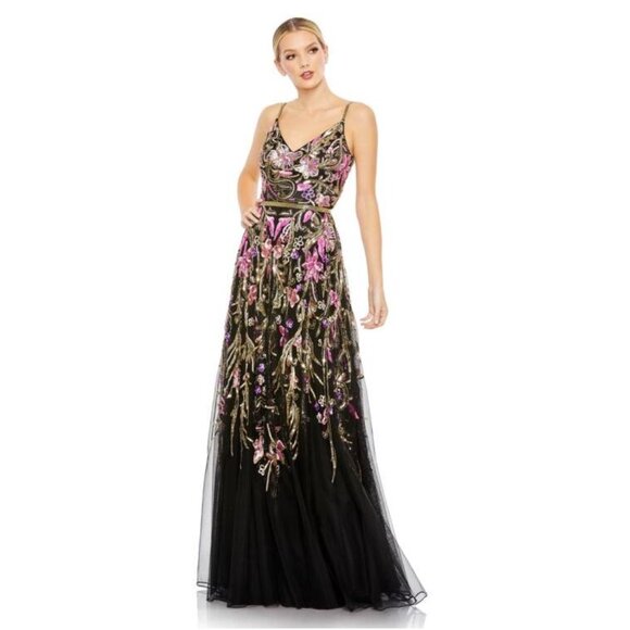 Mac Duggal Dresses & Skirts - NWT Mac Duggal Spaghetti Straps Floral Dress 2 Black Multi #8060